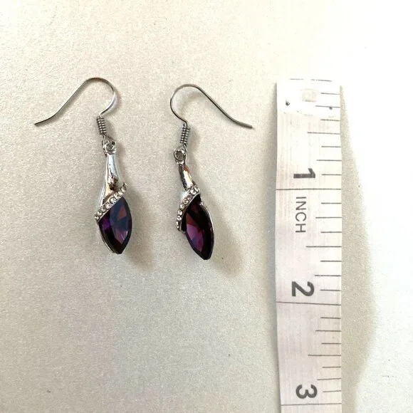 NWOT dark violet crystal earrings, necklace, and bracelet jewelry set - Picture 8 of 8